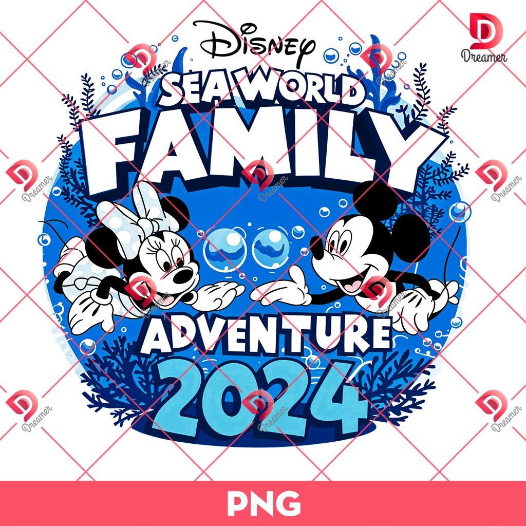 Disney Sea World Family Adventure 2024 PNG, Mickey And Minnie Sea World Family Adventure PNG