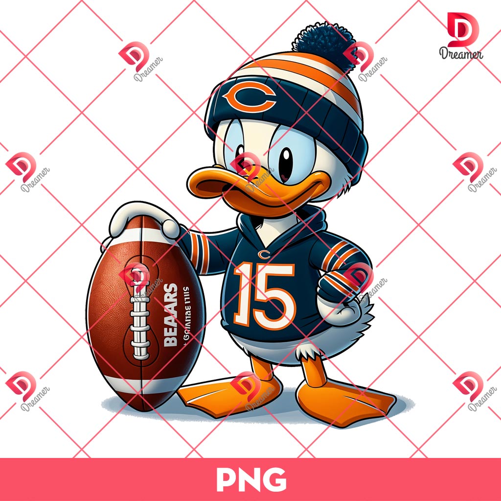 Donald Chicago Bears NFL Football PNG, Disney Donald Duck Sport NFL PNG