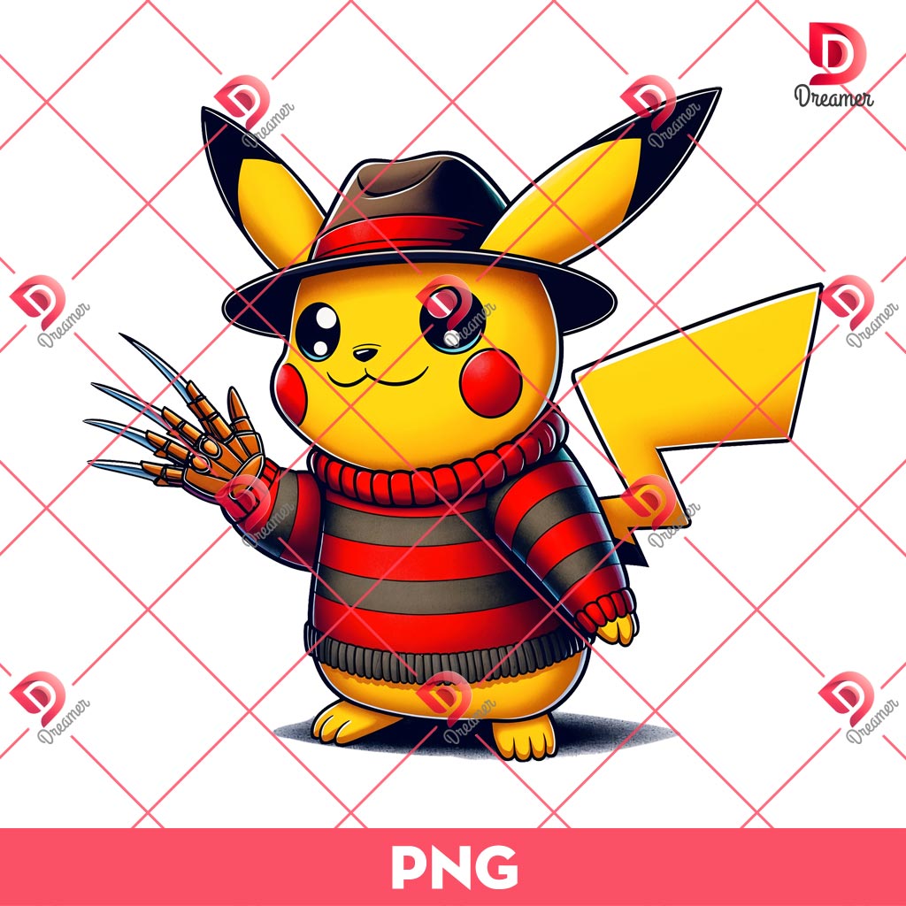 Freddy Krueger Pikachu PNG, Pokemon Pikachu Horror Halloween PNG