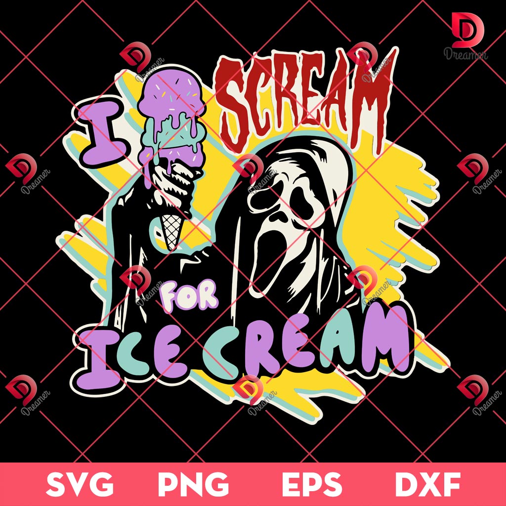 Ghostface I Scream For Ice Cream SVG PNG, Horror Character Halloween SVG PNG