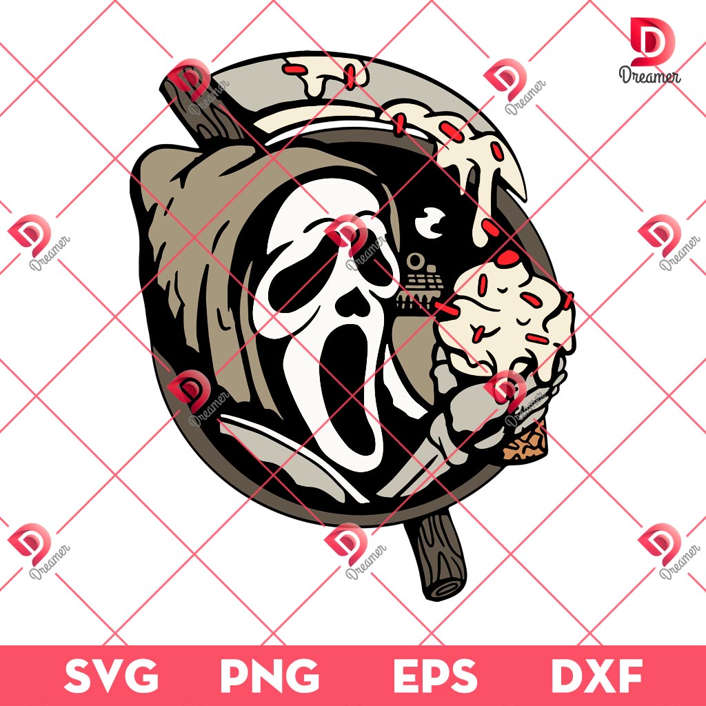 Ghostface Scream For Ice Cream SVG PNG, Horror Character Halloween PNG SVG