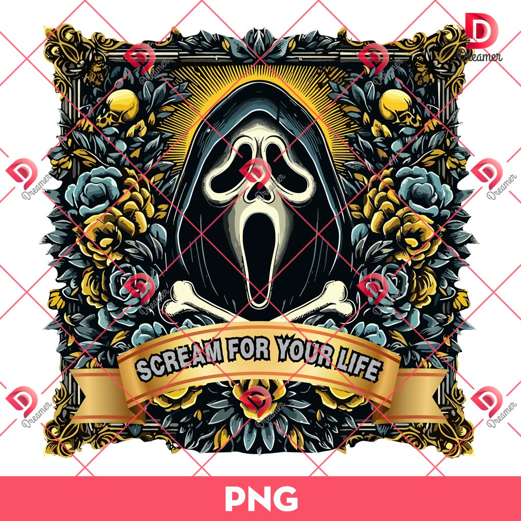Ghostface Scream For Your Life PNG, Halloween Horror Characters PNG