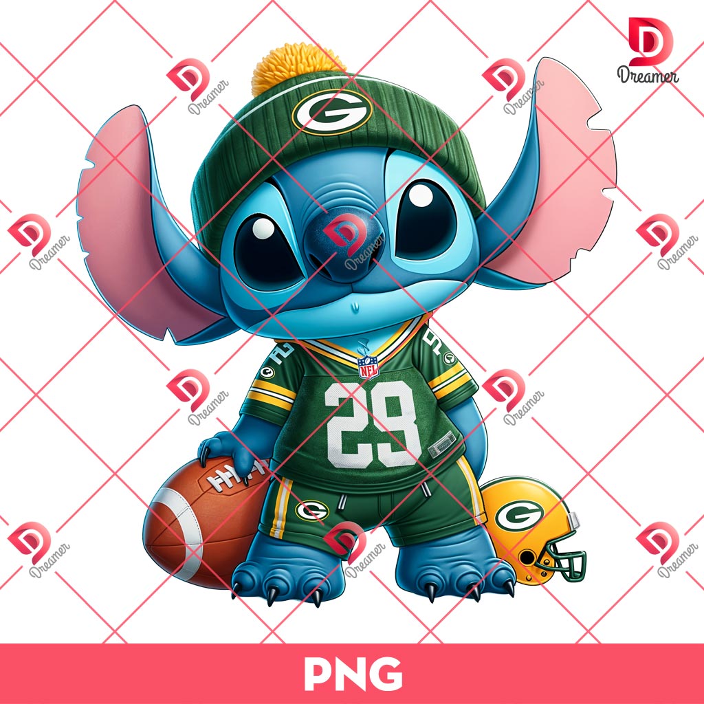 Green Bay Packers Stitch PNG, NFL Stitch PNG, Stitch Football Fan GB Packers PNG