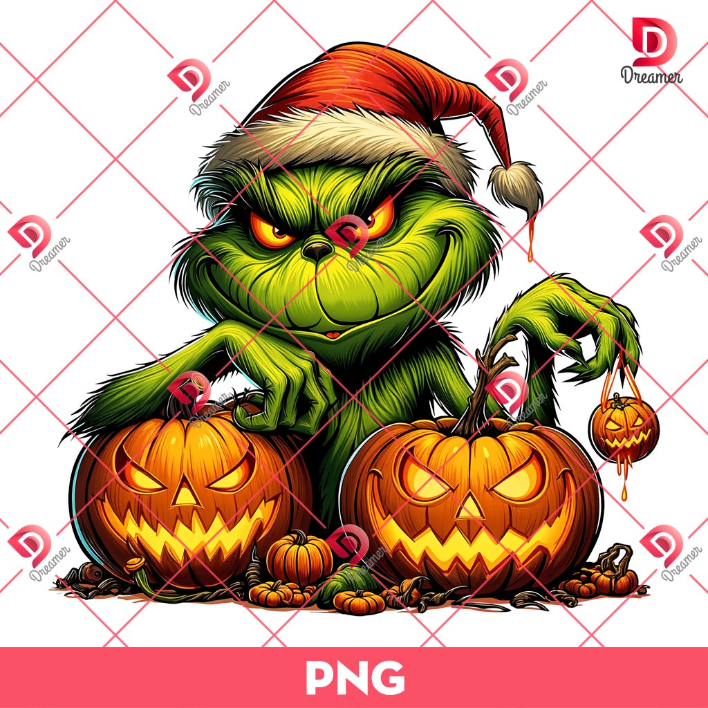 Grinch Halloween PNG, Grinch And Pumpkins Halloween PNG