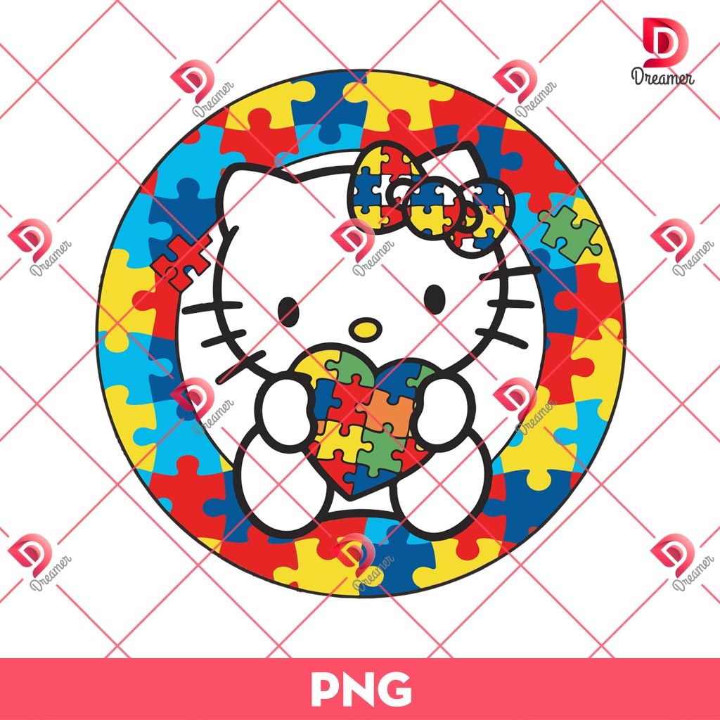 Hello Kitty Autism PNG, Autism Awareness PNG, Hello Kitty And Puzzle Piece PNG