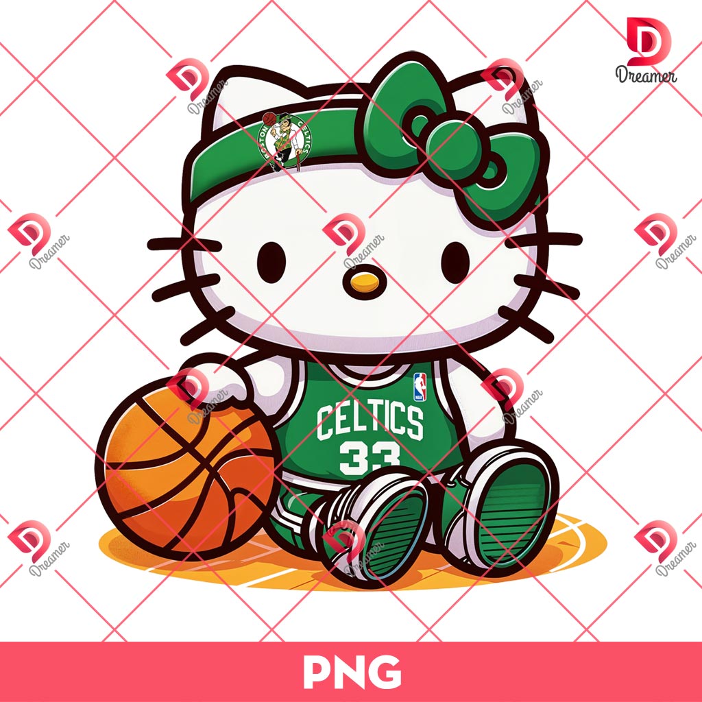 Hello Kitty Boston Celtics Player PNG, Hello Kitty NBA Basketball PNG
