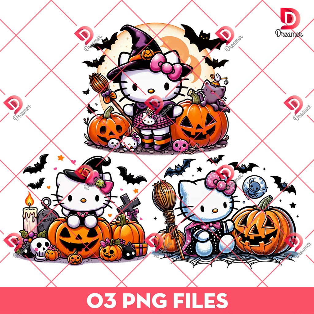 Hello Kitty Halloween PNG, Hello Kitty Witches PNG