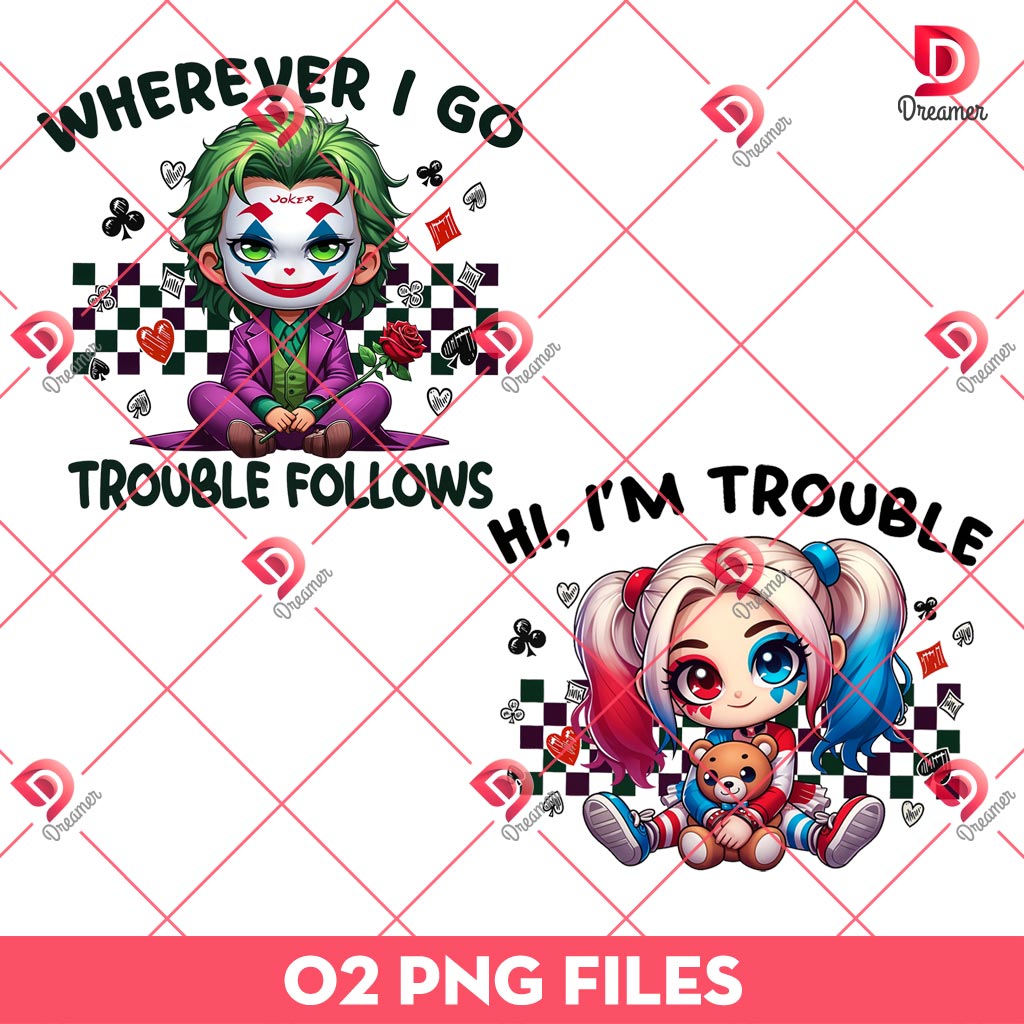 Horror Couple Halloween PNG, Joker And Harley Quinn Halloween PNG