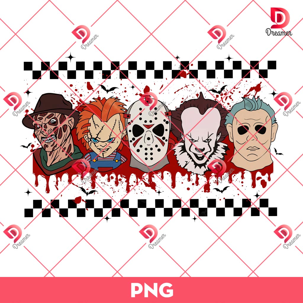 Horror Friends Halloween PNG, Scary Halloween Movie Killers PNG