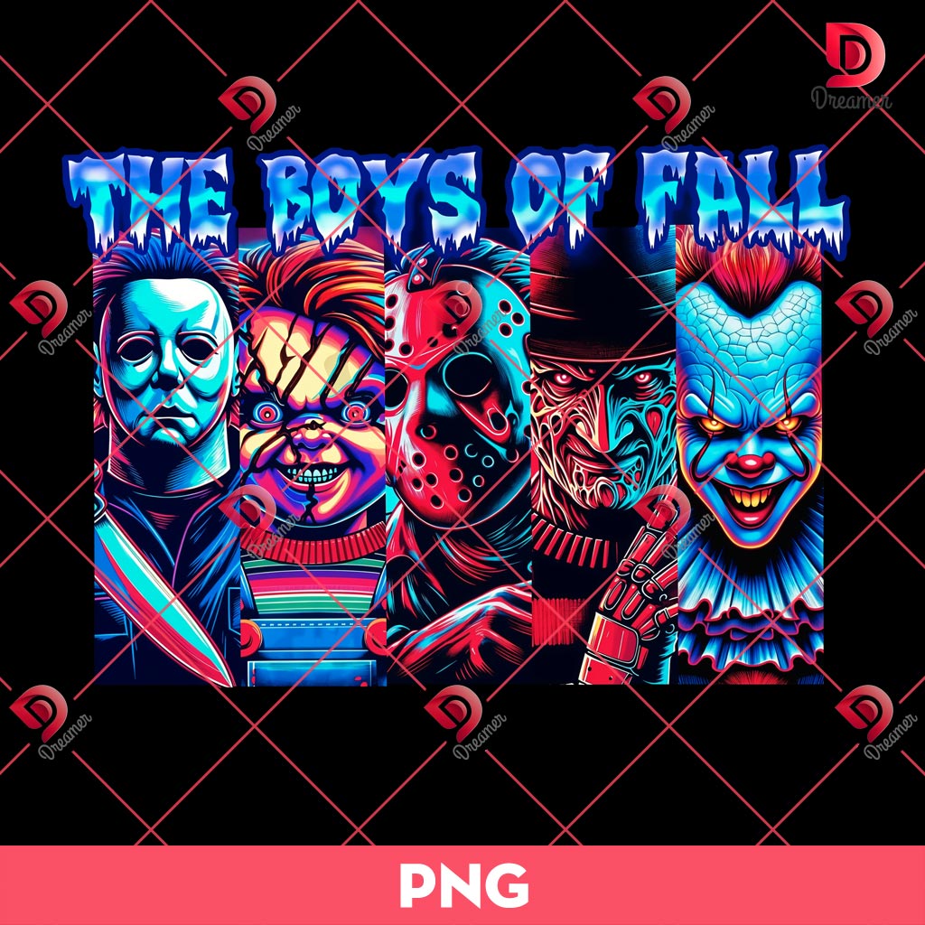 Horror Friends The Boys Of Fall PNG, Horror Characters Halloween PNG
