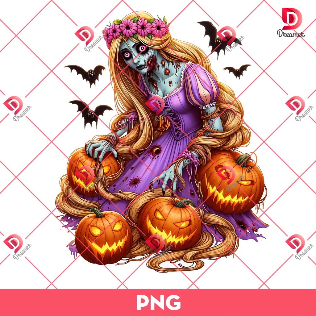 Horror Rapunzel Princess Halloween PNG, Disney Character Halloween PNG