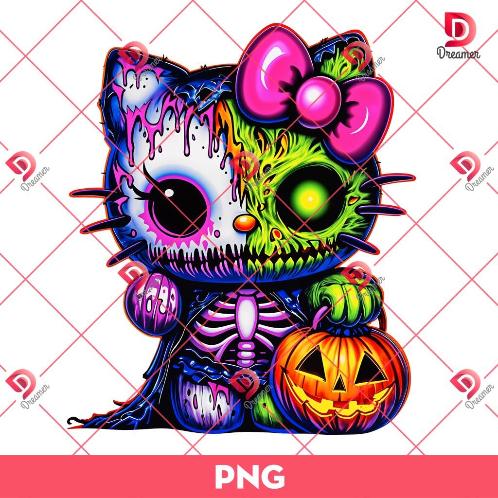 Horror Zombie Hello Kitty PNG, Hello Kitty Halloween PNG
