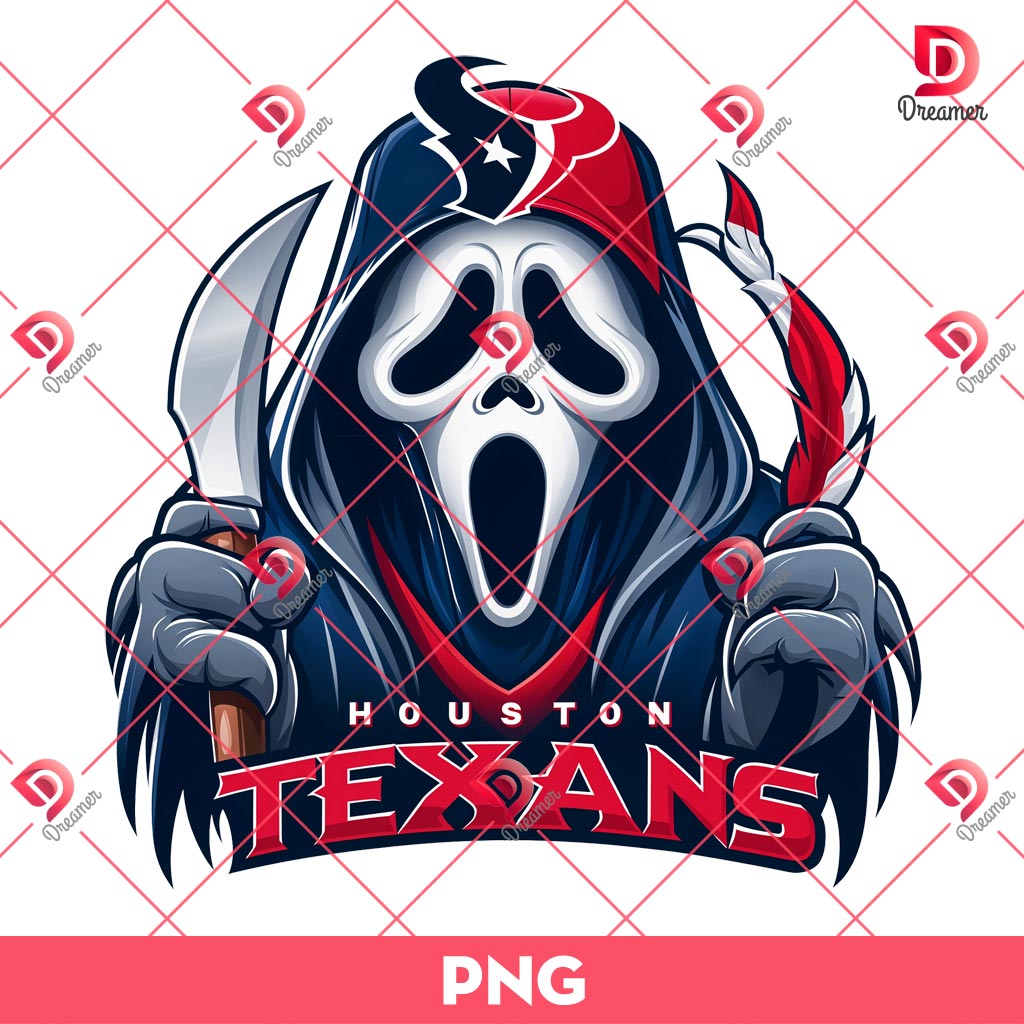 Houston Texans Ghostface PNG, Horror Characters NFL Football PNG