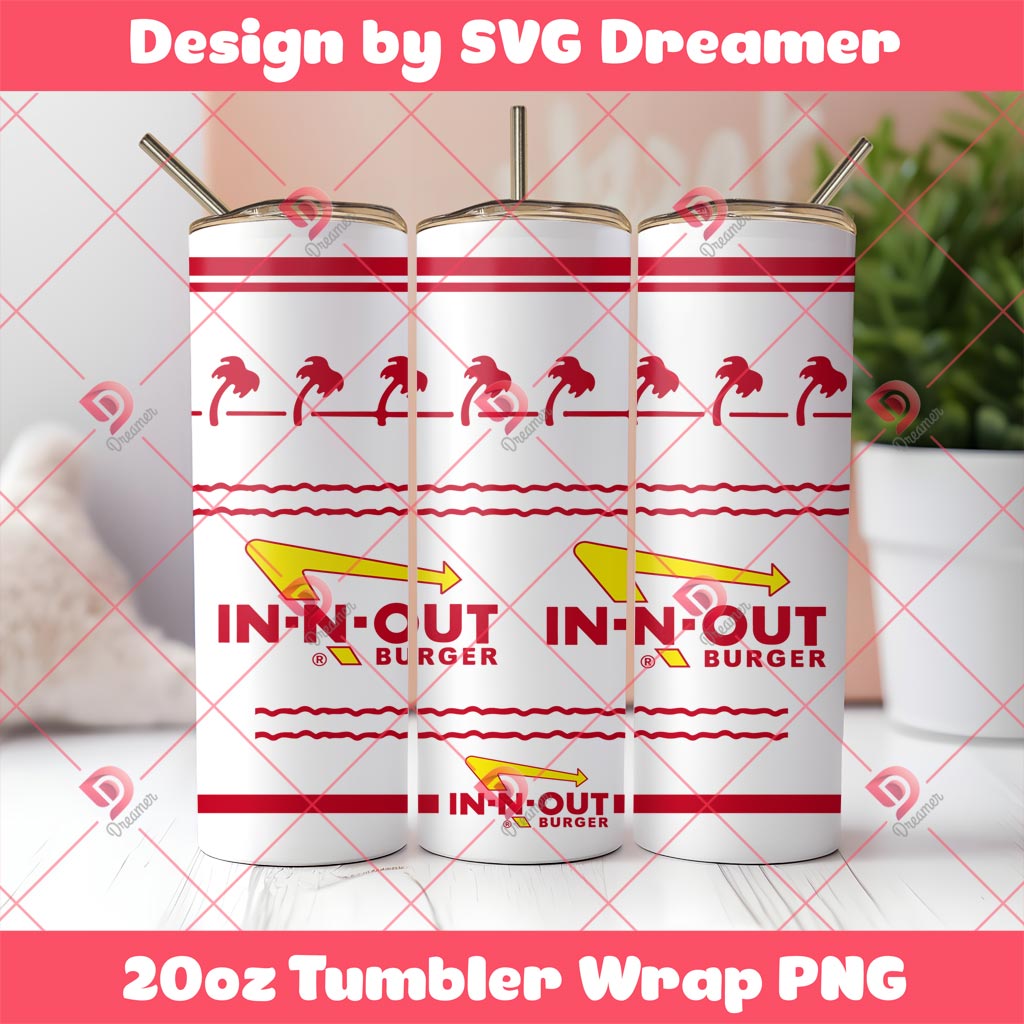 IN N OUT Tumbler Wrap 20oz PNG, In N Out SVG EPS DXF PNG