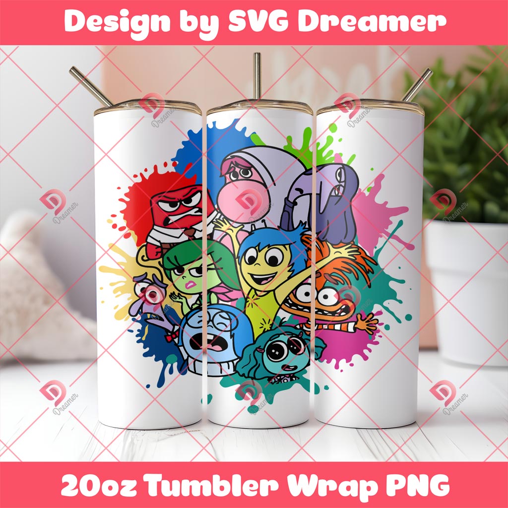 Inside Out 2 Tumbler Wrap 20oz PNG, Inside Out 2 Characters PNG