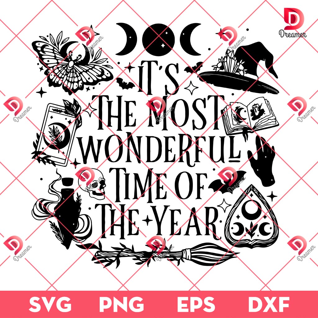 Its The Most Wonderful Time Of The Year SVG PNG, Witches Halloween SVG PNG, Retro Halloween PNG SVG