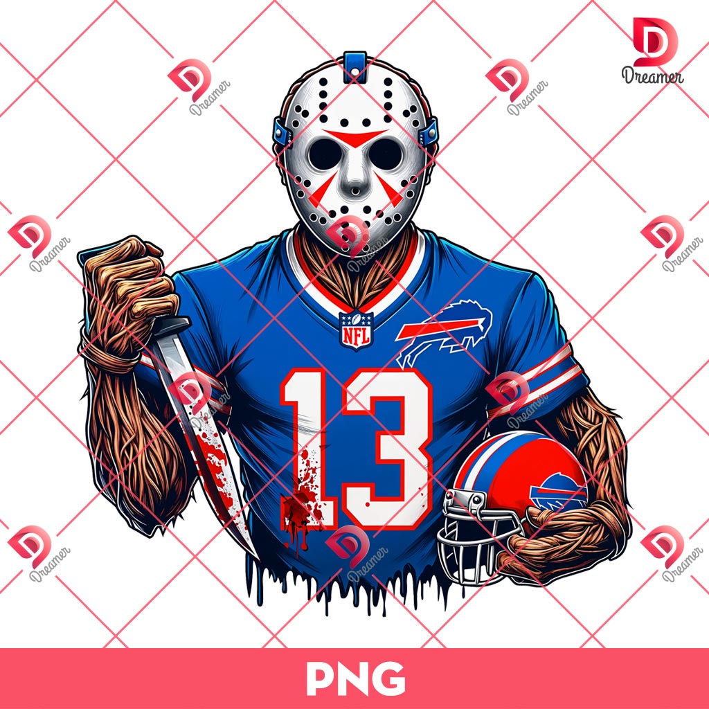Jason Voorhees Buffalo Bills PNG, Horror Killer Football PNG