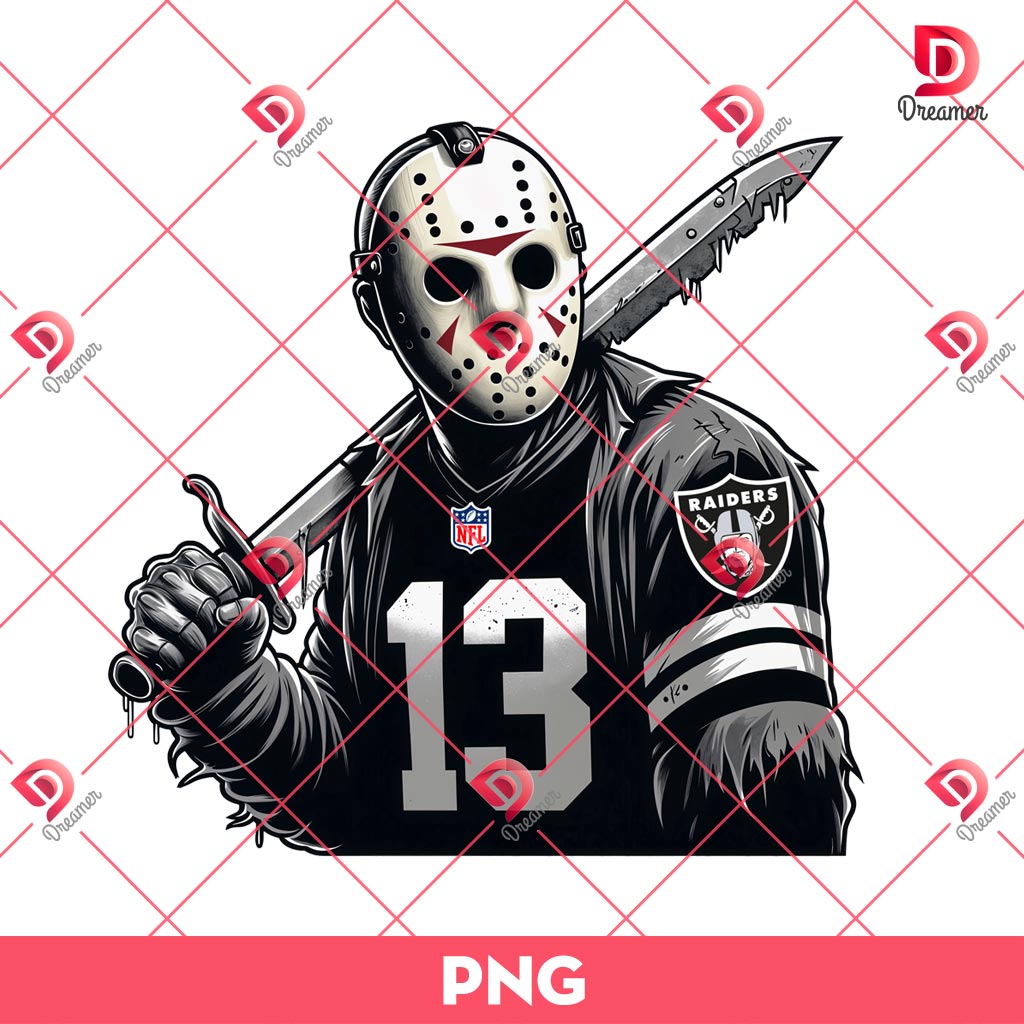 Jason Voorhees Las Vegas Raiders PNG, Horror Killer Football PNG
