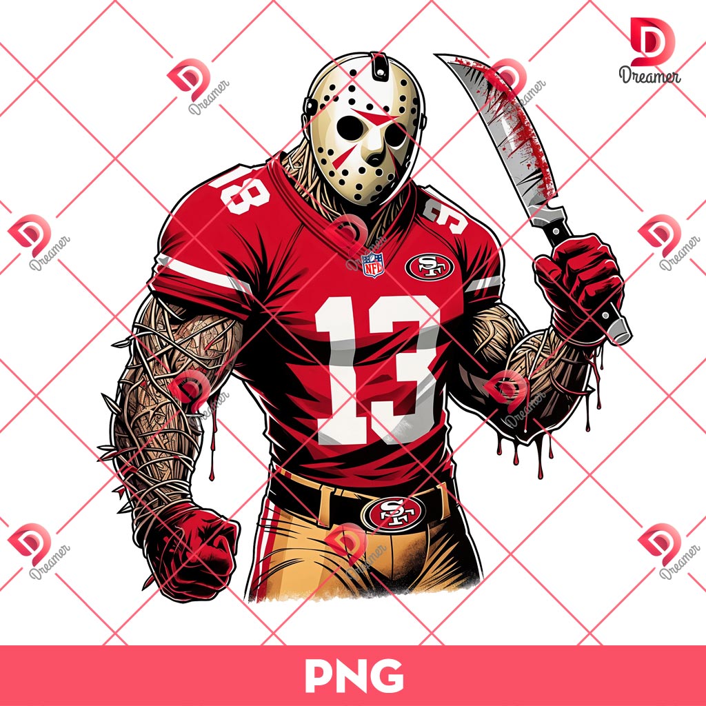 Jason Voorhees San Francisco 49ers PNG, Horror Killer Football PNG