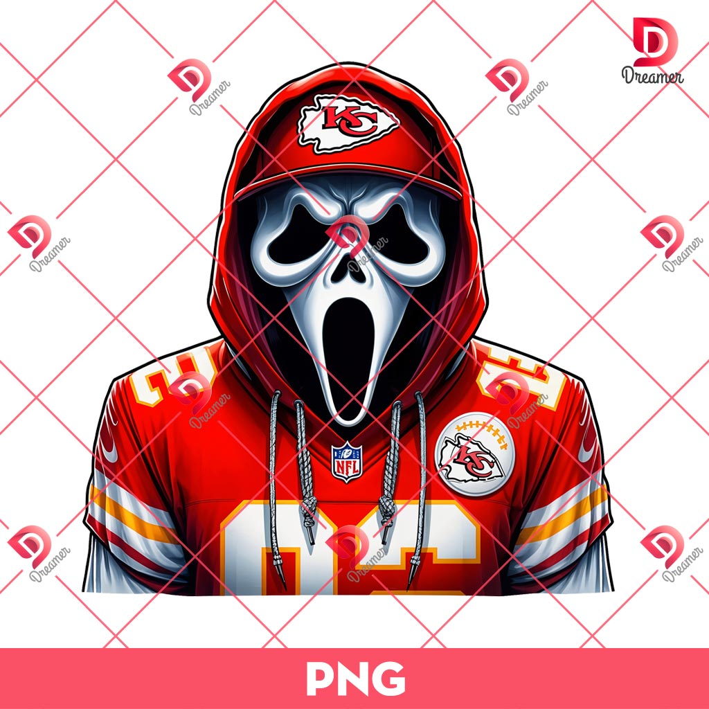 Kansas City Chiefs Ghostface PNG, Horror Characters NFL Football PNG