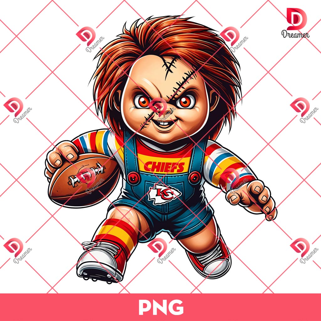 Kansas City Chiefs NFL Chucky Player PNG, Horror Character Football PNG