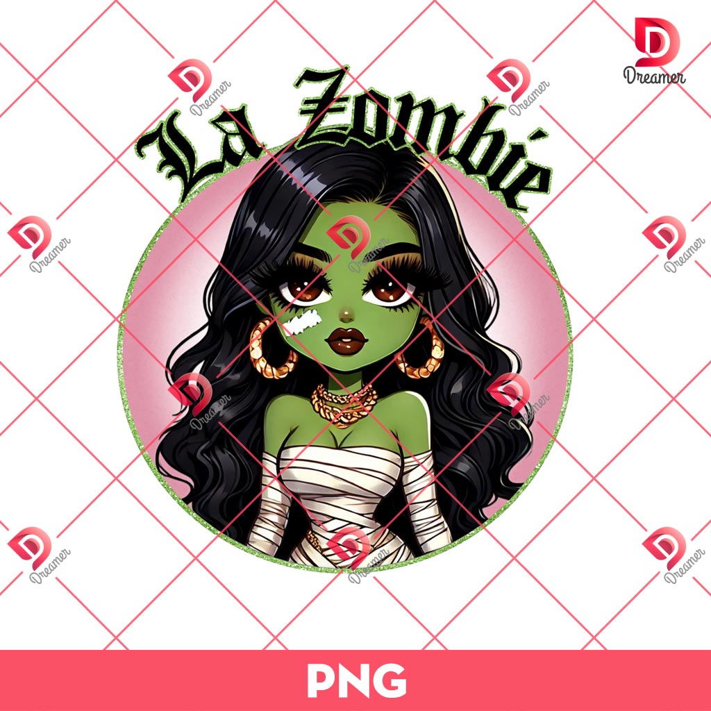 La Zombie Chicana PNG, Chicana Halloween PNG