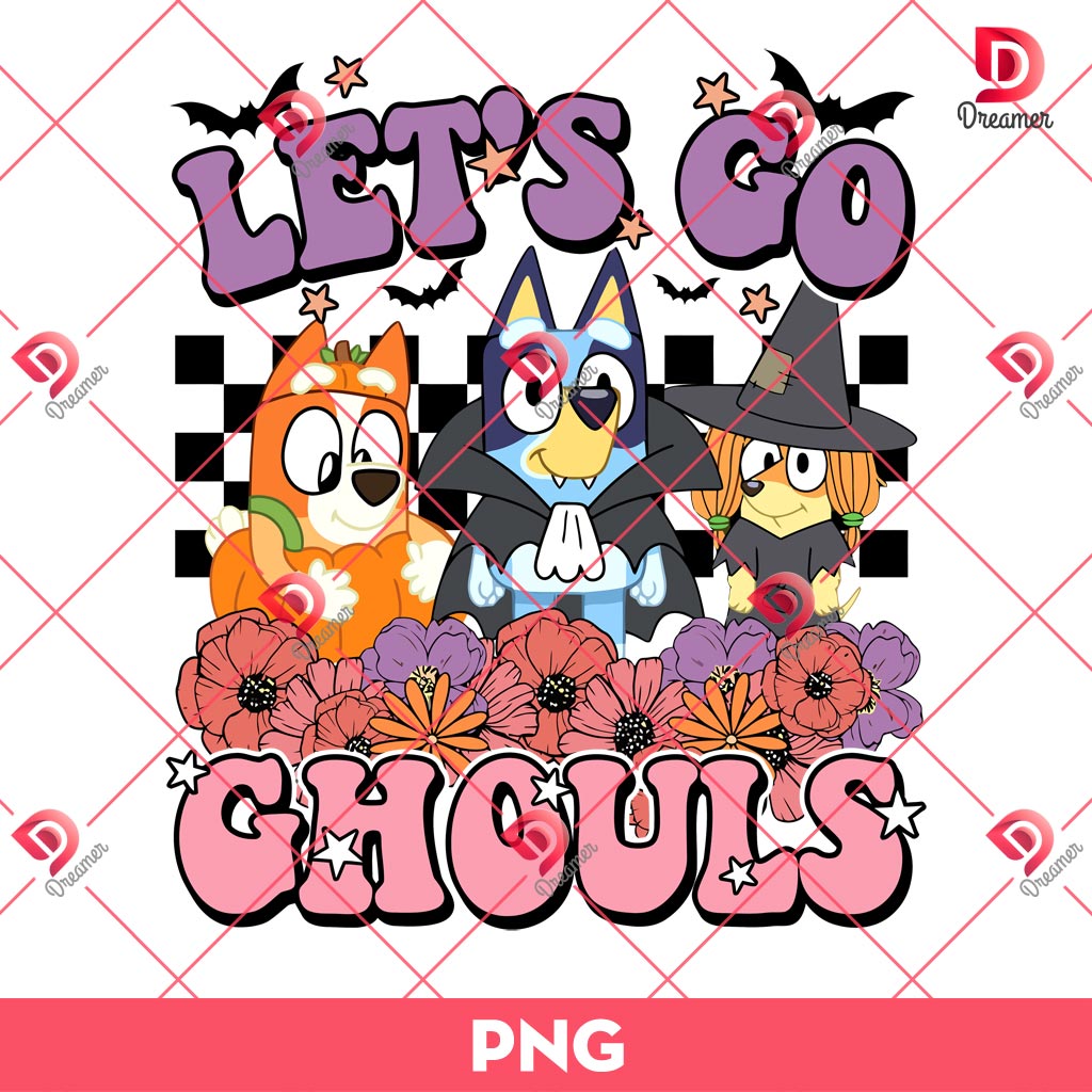 Let's Go Ghouls Bluey Bingo Halloween PNG, Bluey And Friends Halloween PNG