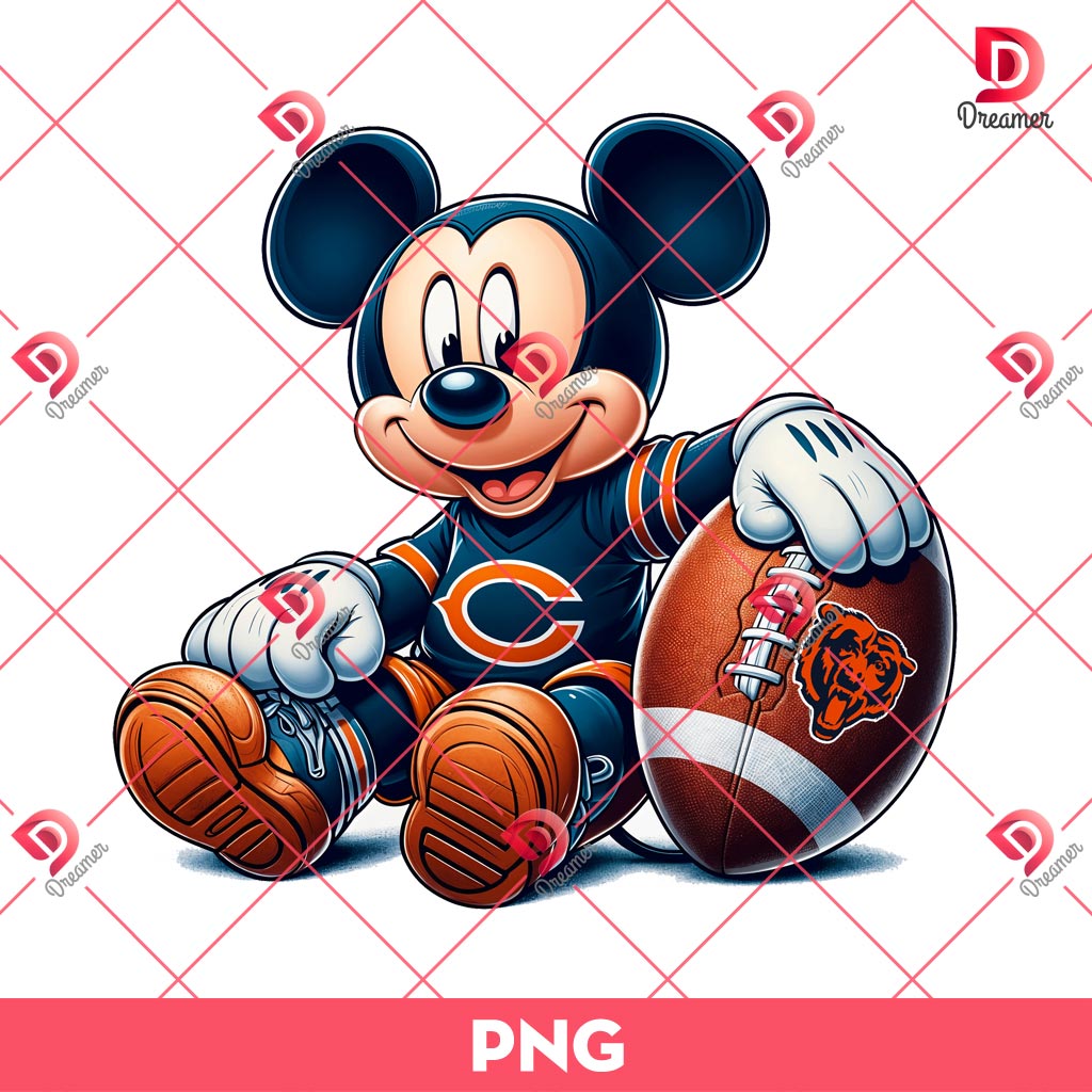 Mickey Chicago Bears Player PNG, Mickey Mouse NFL Chicago Bears Football PNG