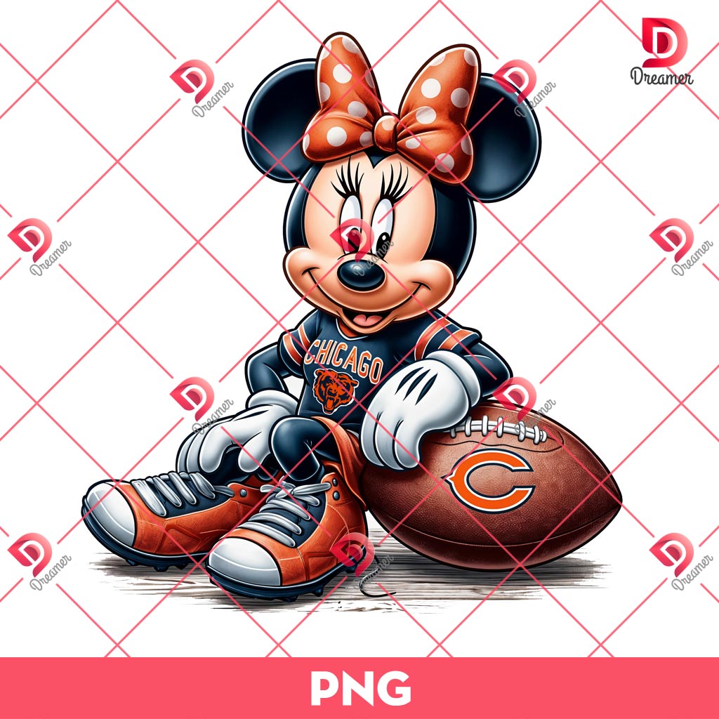 Minnie Chicago Bears Player PNG, Minnie Mouse NFL Chicago Bears Football PNG