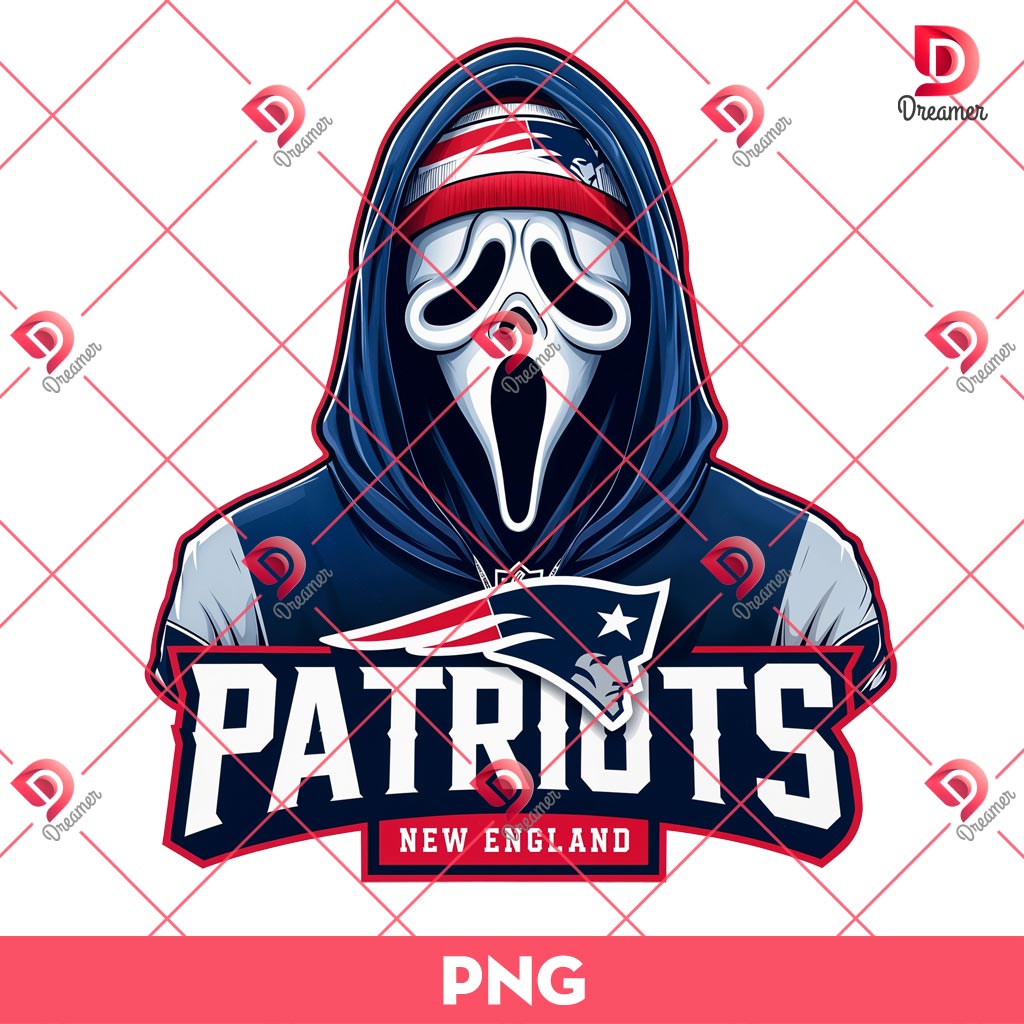 New England Patriots Ghostface PNG, Horror Characters NFL Football PNG