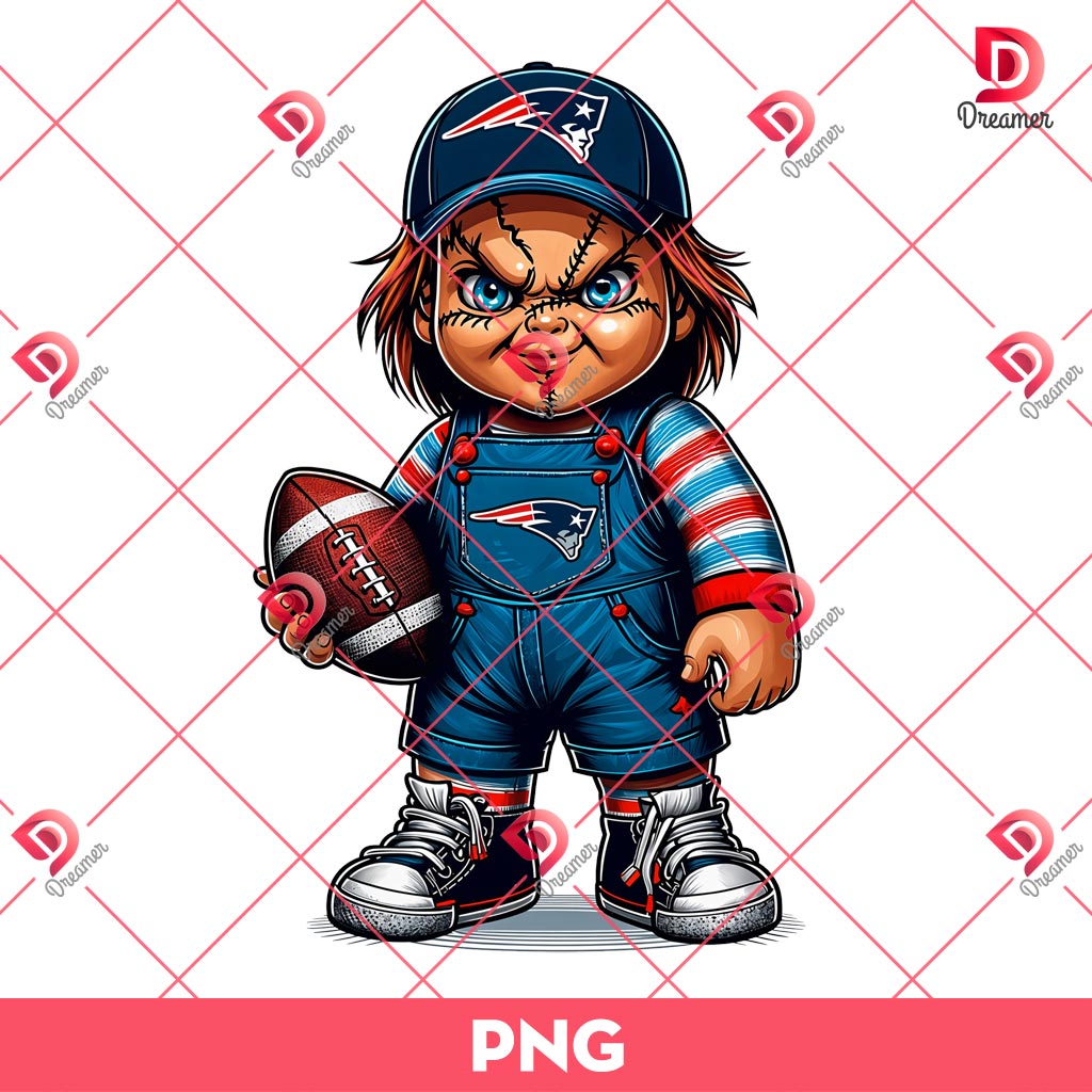 New England Patriots NFL Chucky Player PNG, Horror Character Football PNG