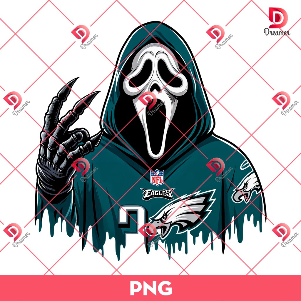 Philadelphia Eagles Ghostface PNG, Horror Characters NFL Football PNG
