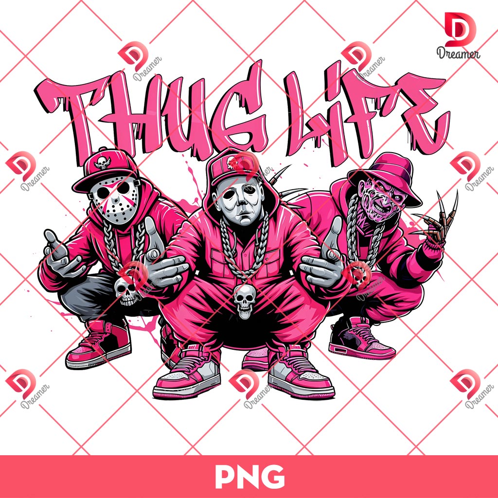 Pink Horror Thug Life PNG, Horror Killers Thug Life Halloween PNG