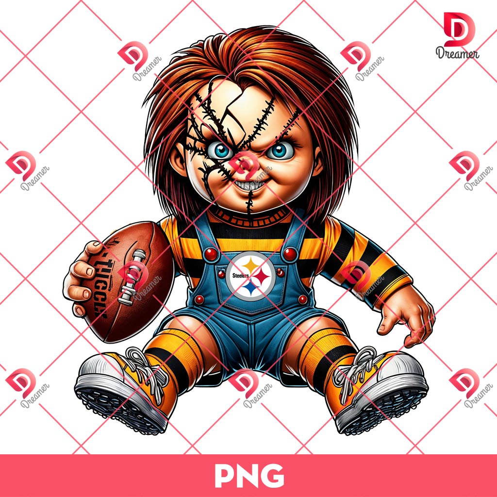 Pittsburgh Steelers NFL Chucky Player PNG, Horror Character Football PNG