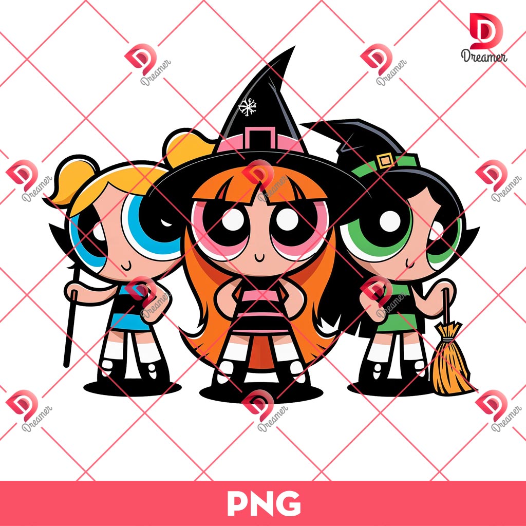 Powerpuff Girls Witches Halloween PNG, Powerpuff Girl PNG, Halloween PNG