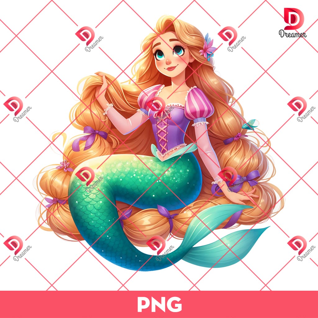 Rapunzel Mermaid Princess PNG, Disney Princess PNG