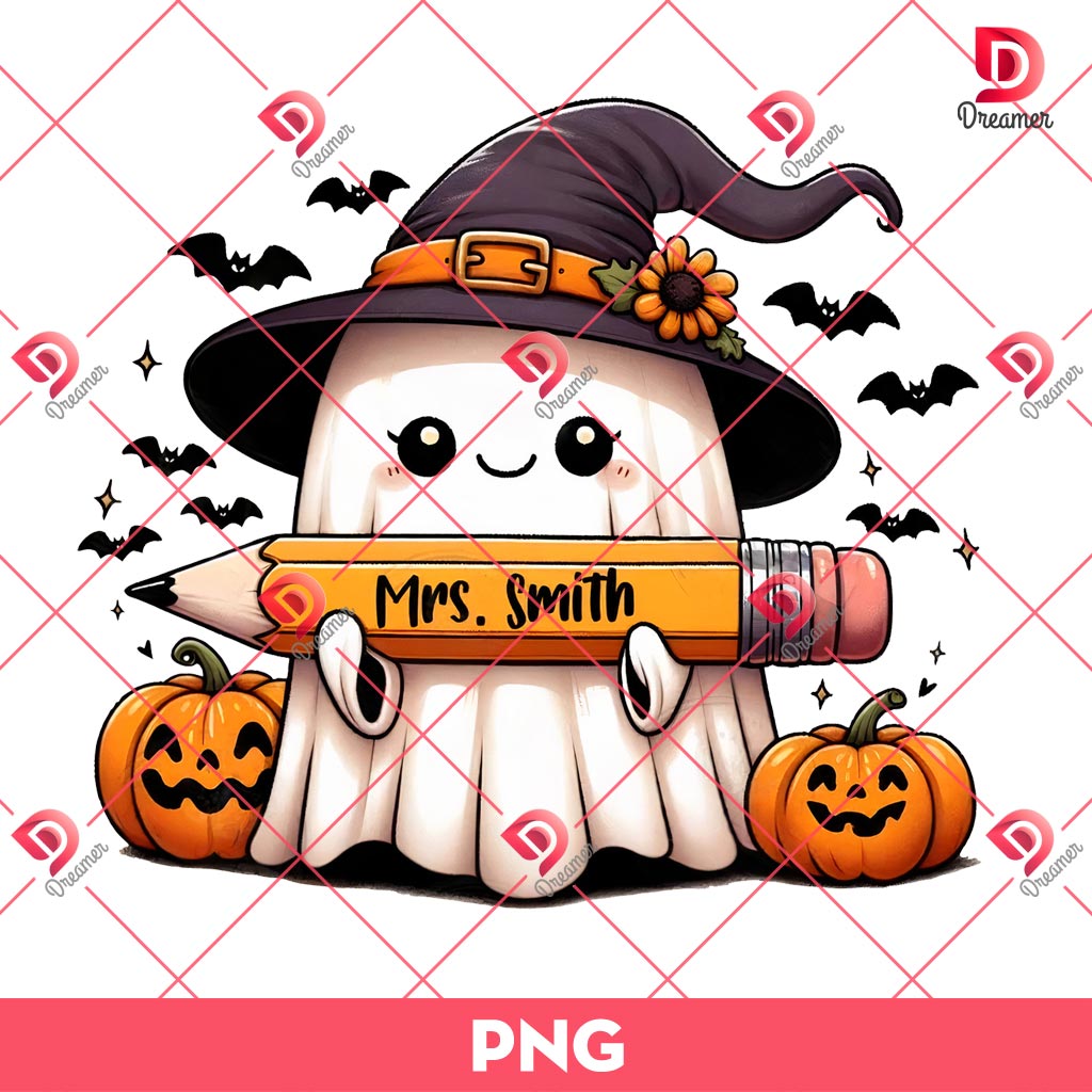 Retro Teacher Ghost Halloween PNG, Fall PNG, Halloween PNG