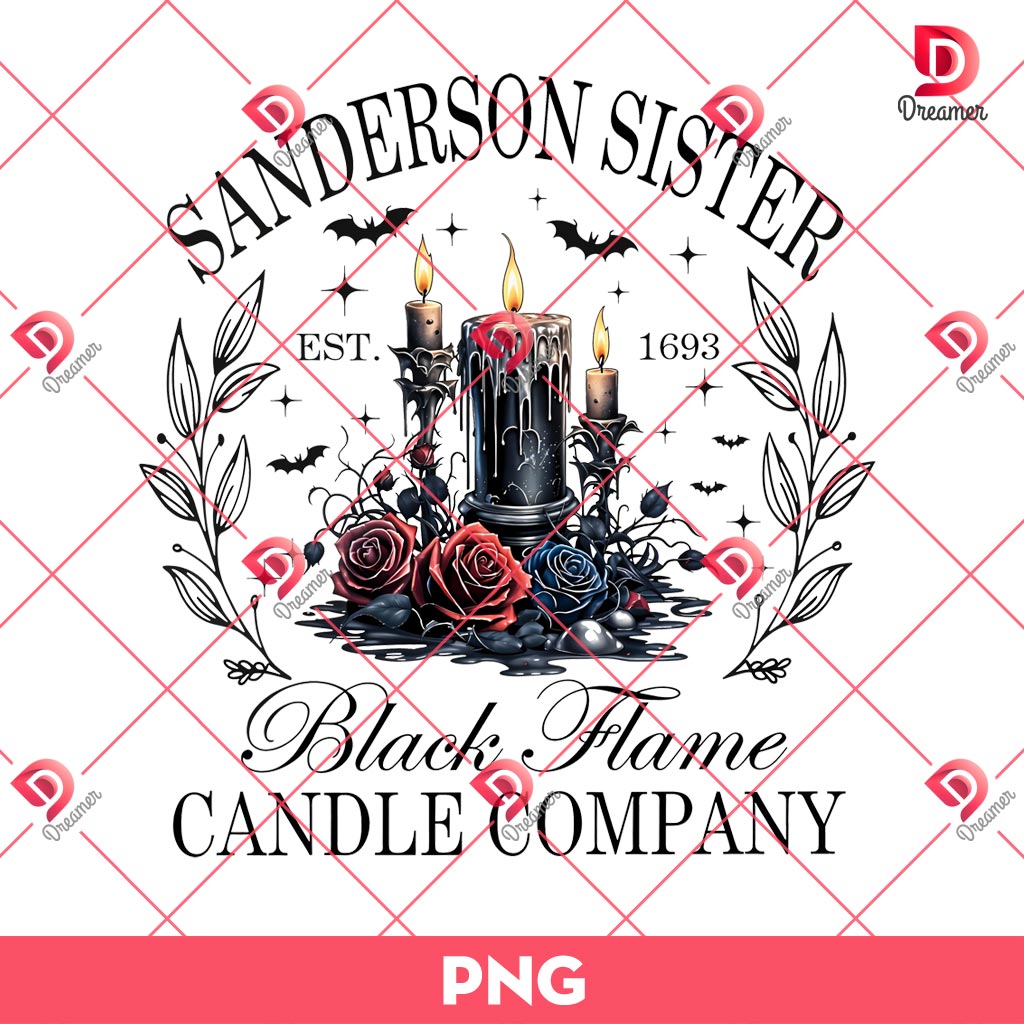 Sanderson Sister Black Flame Candle Company PNG, Halloween Bad Witch PNG