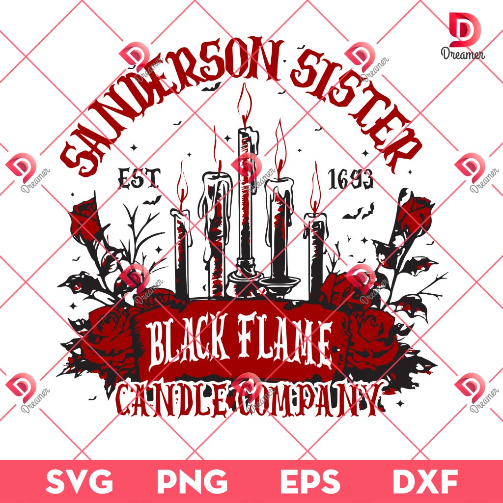 Sanderson Sister Black Flame Candle Company SVG PNG, Hocus Pocus Halloween SVG PNG