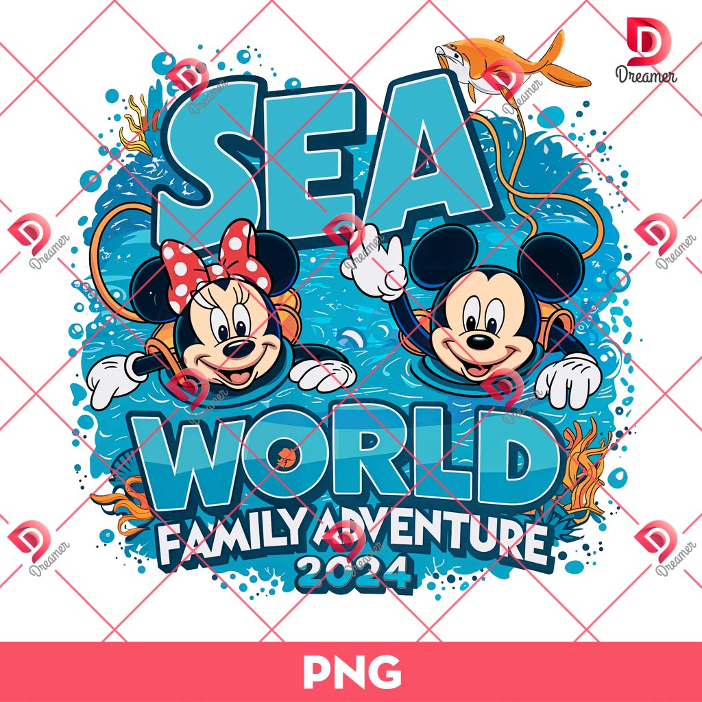 Sea World Family Adventure 2024 PNG, Disney Mickey Minnie 2024 PNG