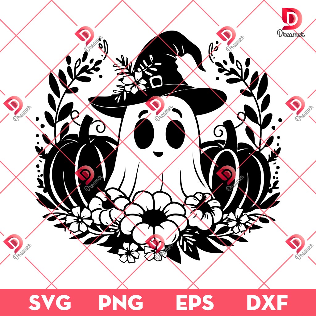Spooky Ghost Halloween SVG PNG, Halloween Fall Pumpkins SVG PNG