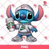 Stitch Drinks Coffee PNG, Stitch Wearing Nike Brand Outfits PNG