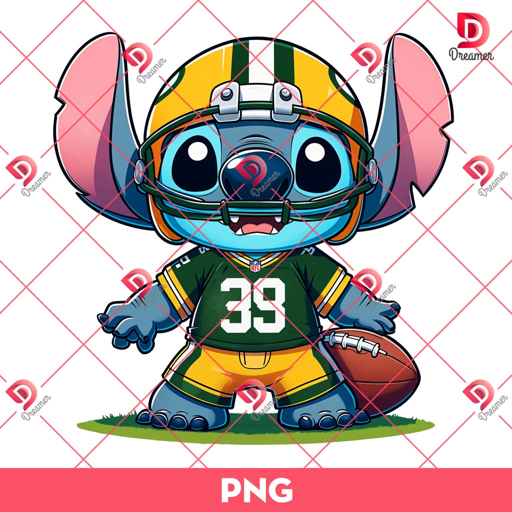 Stitch Green Bay Packers NFL Football PNG, Stitch Sport NFL PNG