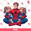 Superhero Spiderman Dad With Daughters PNG, Superhero Dad PNG