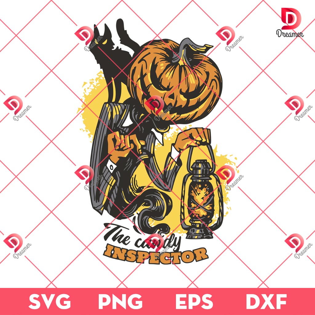 The Candy Inspector Creepy Halloween Pumpkin SVG, Horror Pumpkin Halloween SVG PNG