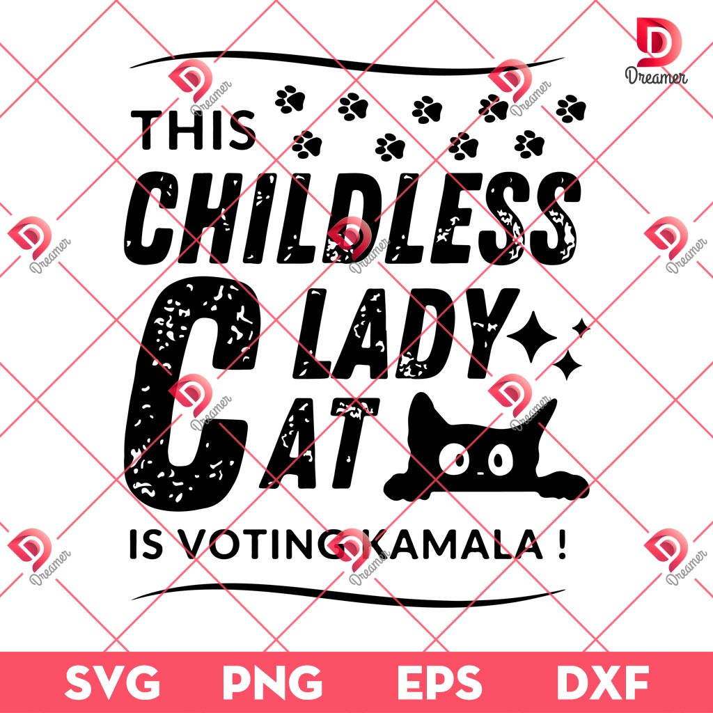 This Childless Cat Lady Is Voting Kamala SVG PNG, Kamala Harris SVG PNG