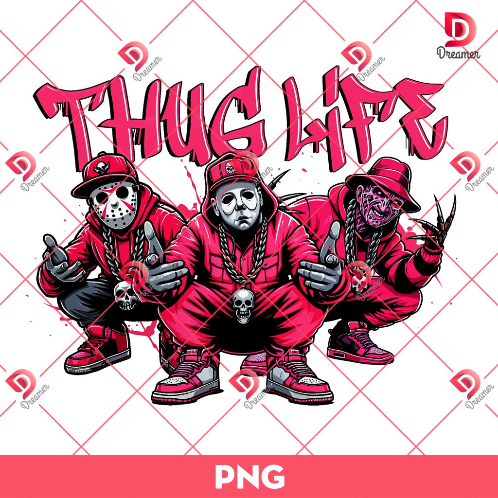 Thug Life Horror Killers Halloween PNG, Retro Halloween Thug Life PNG, Horror Movie Characters PNG