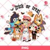 Trick Or Treat Bluey Bingo Halloween PNG, Halloween Bluey Bingo PNG