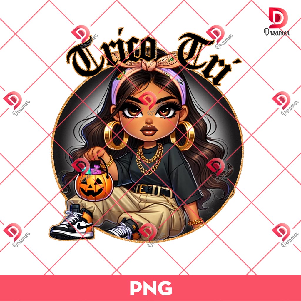 Trico Tri Chicana PNG, Chicana Halloween PNG