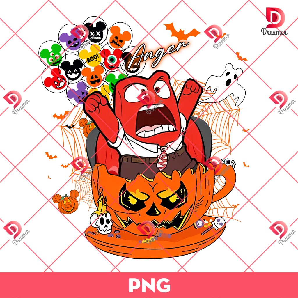 Anger Halloween PNG, Inside Out Characters Halloween PNG